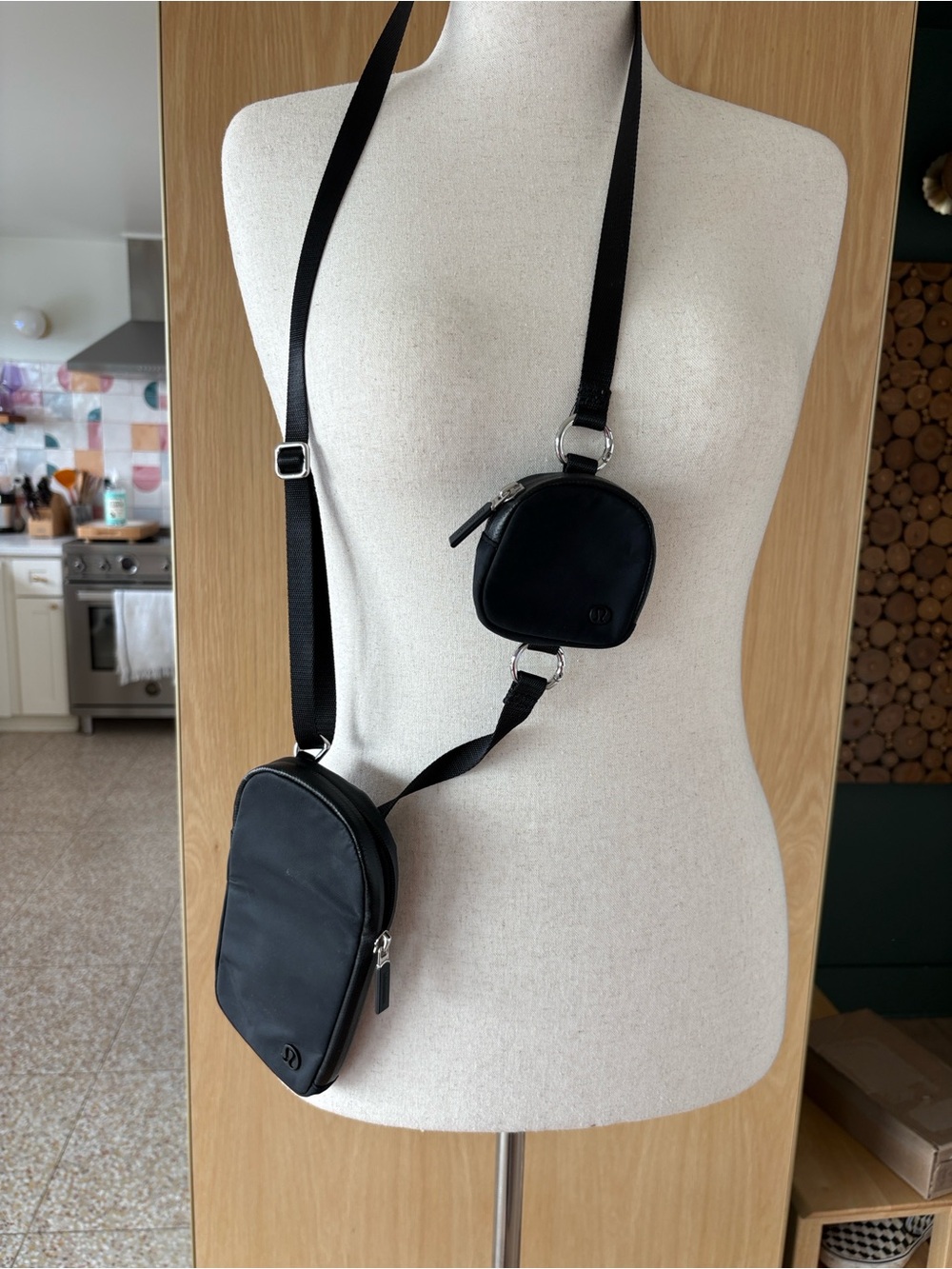 lululemon athletica Black Dual Pouch Crossbody Belt Bag